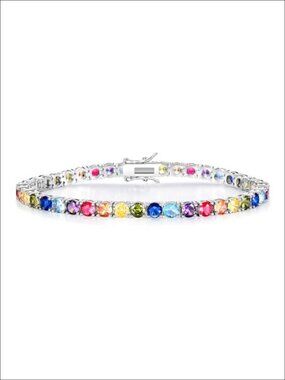 4.0mm Cubic Zirconia Tennis Bracelet 18K White Gold Plated Chain 8.5 Inch
